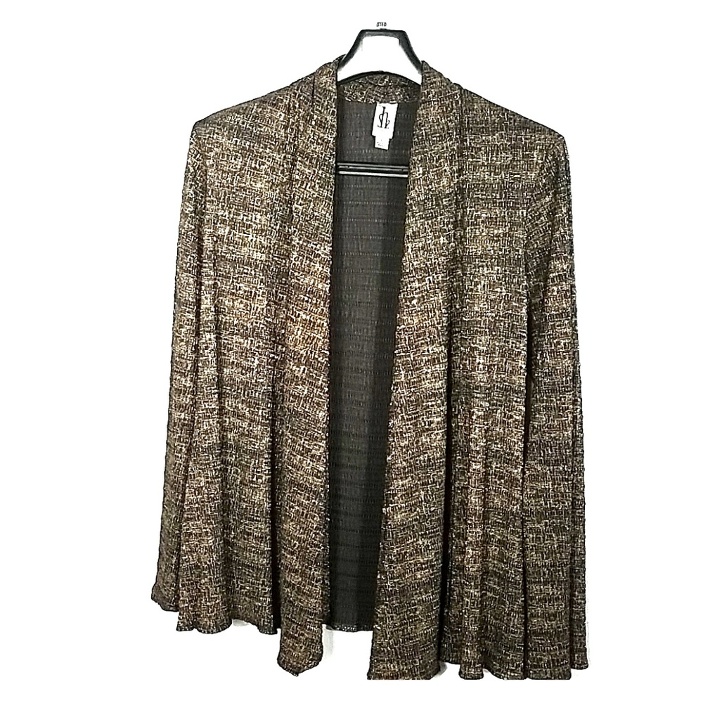 💖Sunhee Open Front Gold and Brown Cardigan Sz 10